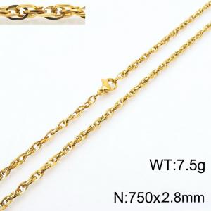 750x2.8mm Gold Plated Link Chain Necklace Stainless Steel Rope Chain Necklace Wholesale Jewelry - KN282109-Z