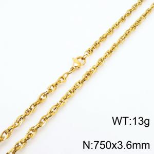 750x3.6mm Fashion Stainless Steel Necklace Gold - KN282130-Z