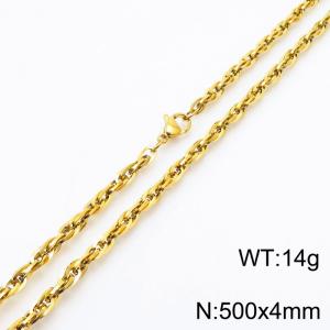 500x4mm Fashion Stainless Steel Necklace Gold - KN282146-Z