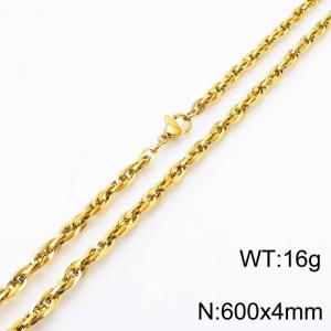600x4mm Fashion Stainless Steel Necklace Gold - KN282148-Z