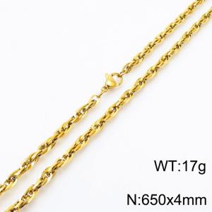 650x4mm Fashion Stainless Steel Necklace Gold - KN282149-Z