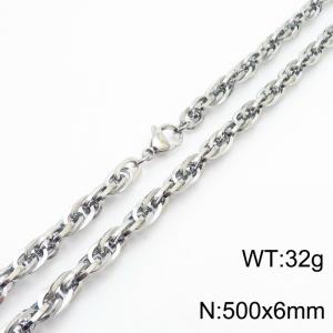 500x6mm Fashion and personalized Stainless Steel Polished Necklace Color Silver - KN282181-Z