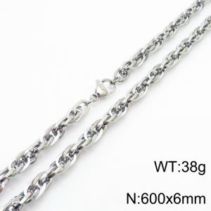 600x6mm Fashion and personalized Stainless Steel Polished Necklace Color Silver - KN282183-Z