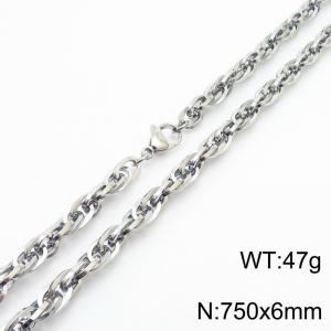 750x6mm Fashion and personalized Stainless Steel Polished Necklace Color Silver - KN282186-Z