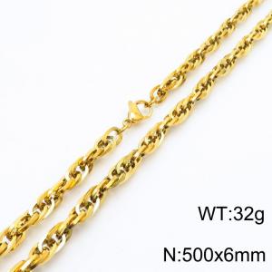 500x6mm Fashion and personalized Stainless Steel Polished Necklace Color Gold - KN282188-Z