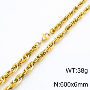600x6mm Fashion and personalized Stainless Steel Polished Necklace Color Gold - KN282190-Z