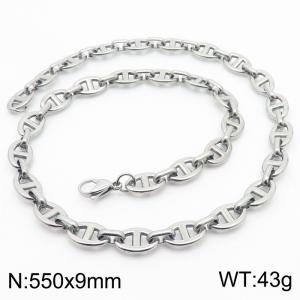 550mm Simple Japanese shaped stainless steel lobster buckle men's and women's necklace - KN282406-Z