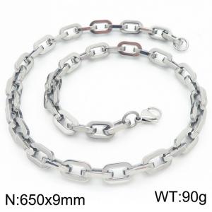 9mm650mm Stainless steel lobster buckle square O-shaped necklace - KN282436-Z