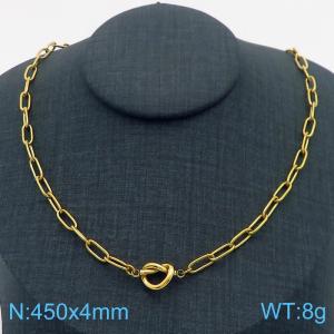 Simple and fashionable stainless steel buckle square wire chain necklace in gold color - KN282778-Z
