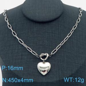 Simple and fashionable stainless steel peach heart necklace for women in steel color - KN282781-Z