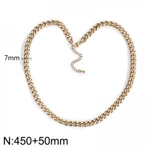 7MM Stainless Steel Figaro Chain Necklace for Men Women Simple Gold Color Trend Jewelry - KN282852-Z