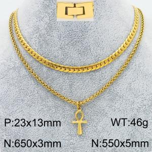 SS Gold-Plating Necklace - KN283144-KFC