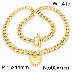Stainless steel OT buckle heart-shaped pendant necklace - KN283171-Z