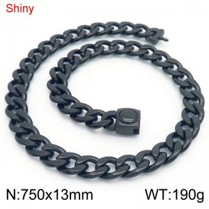 Stainless Steel Black-plating Necklace - KN283860-Z