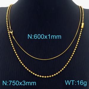 SS Gold-Plating Necklace - KN283999-Z