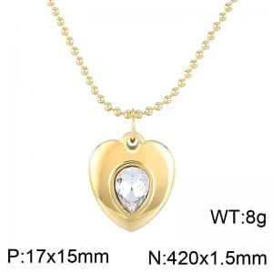 Stainless Steel Stone Necklace - KN284073-HM