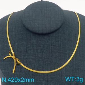 Stainless steel snake bone chain bow necklace - KN284933-WGYBD