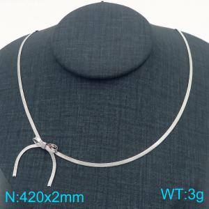 Stainless steel snake bone chain bow necklace - KN284934-WGYBD
