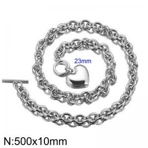Stainless Steel Love Pendant OT Buckle Necklace - KN284937-Z