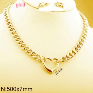 Stainless steel hollow heart-shaped twisted chain necklace - KN284942-Z