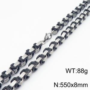 High Quality Black and Silver Stainless Steel Box Chain Great Wall Line Necklaces Jewelry For Men - KN285614-JG