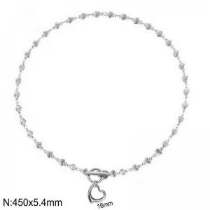 French stainless steel heart-shaped women's OT buckle necklace - KN285848-Z
