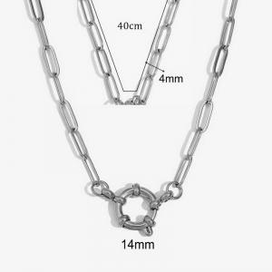 Stainless steel spring buckle pendant necklace - KN286022-Z