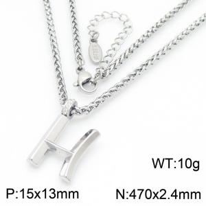 Stainless steel square pendant with laser MY DAD MY HERO logo necklace - KN286142-Z