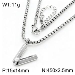 Stainless Steel Jewelry English Alphabet Element Necklace - KN287184-Z