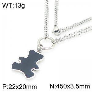 Bear Charms Link Neckalce for Women Adorned Stainless Steel Jewelry - KN293269-Z