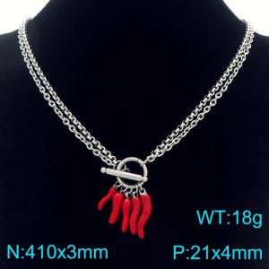 Elegant Link Neckalce for Women Adorned with Chili Charms Stainless Steel Jewelry - KN293318-Z