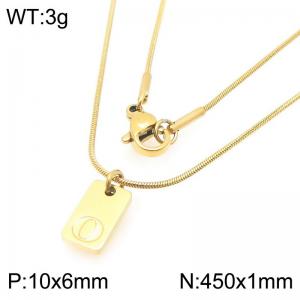 Stainless steel snake bone chain hanging square plaque carving letter O pendant jewelry charm gold necklace - KN293441-Z