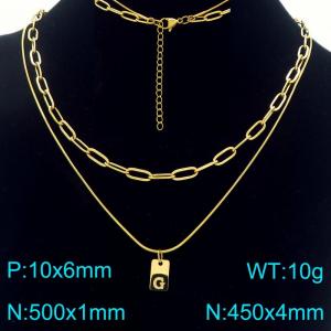 Simple Chain Link Necklace Customized Alphabet G Pendant Women Gold Color Fashion Goth Jewelry Party Gift - KN293757-Z