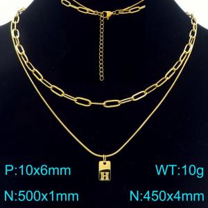 Simple Chain Link Necklace Customized Alphabet H Pendant Women Gold Color Fashion Goth Jewelry Party Gift - KN293758-Z