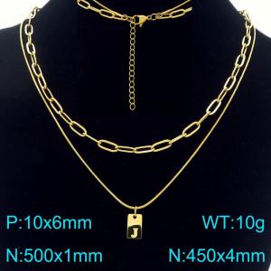 Simple Chain Link Necklace Customized Alphabet J Pendant Women Gold Color Fashion Goth Jewelry Party Gift - KN293760-Z