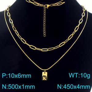 Simple Chain Link Necklace Customized Alphabet K Pendant Women Gold Color Fashion Goth Jewelry Party Gift - KN293761-Z