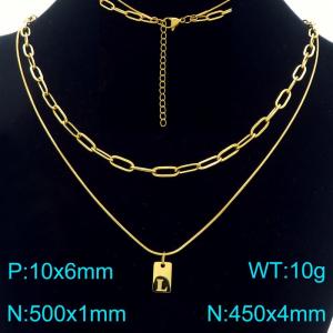 Simple Chain Link Necklace Customized Alphabet L Pendant Women Gold Color Fashion Goth Jewelry Party Gift - KN293762-Z