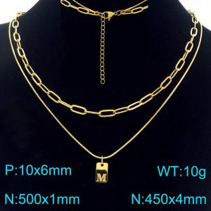 Simple Chain Link Necklace Customized Alphabet M Pendant Women Gold Color Fashion Goth Jewelry Party Gift - KN293763-Z