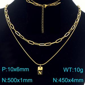 Simple Chain Link Necklace Customized Alphabet N Pendant Women Gold Color Fashion Goth Jewelry Party Gift - KN293764-Z