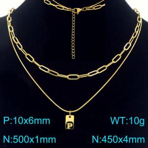 Simple Chain Link Necklace Customized Alphabet P Pendant Women Gold Color Fashion Goth Jewelry Party Gift - KN293766-Z