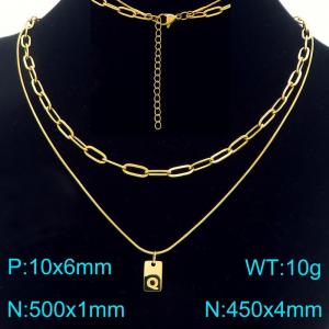 Simple Chain Link Necklace Customized Alphabet Q Pendant Women Gold Color Fashion Goth Jewelry Party Gift - KN293767-Z