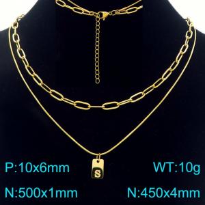 Simple Chain Link Necklace Customized Alphabet S Pendant Women Gold Color Fashion Goth Jewelry Party Gift - KN293769-Z