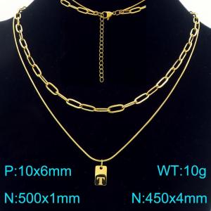 Simple Chain Link Necklace Customized Alphabet T Pendant Women Gold Color Fashion Goth Jewelry Party Gift - KN293770-Z