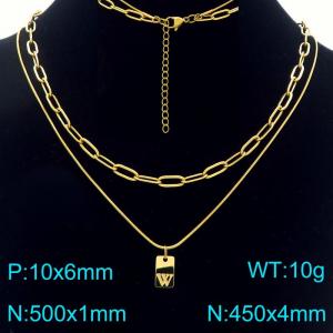 Simple Chain Link Necklace Customized Alphabet W Pendant Women Gold Color Fashion Goth Jewelry Party Gift - KN293773-Z