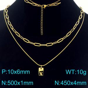Simple Chain Link Necklace Customized Alphabet X Pendant Women Gold Color Fashion Goth Jewelry Party Gift - KN293774-Z