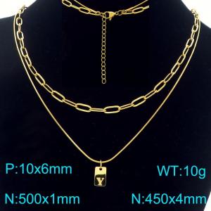 Simple Chain Link Necklace Customized Alphabet Y Pendant Women Gold Color Fashion Goth Jewelry Party Gift - KN293775-Z
