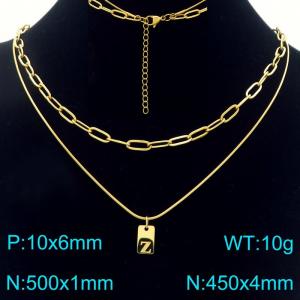 Simple Chain Link Necklace Customized Alphabet Z Pendant Women Gold Color Fashion Goth Jewelry Party Gift - KN293776-Z