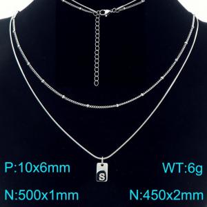 Simple Chain Link Necklace Customized Alphabet S Pendant Women  Silver Color Fashion Goth Jewelry Party Gift - KN293950-Z