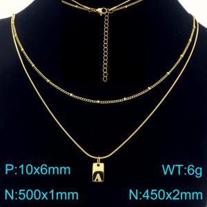 Simple Chain Link Necklace Customized Alphabet A Pendant Women Gold Color Fashion Goth Jewelry Party Gift - KN293958-Z