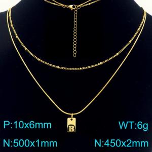 Simple Chain Link Necklace Customized Alphabet B Pendant Women Gold Color Fashion Goth Jewelry Party Gift - KN293959-Z